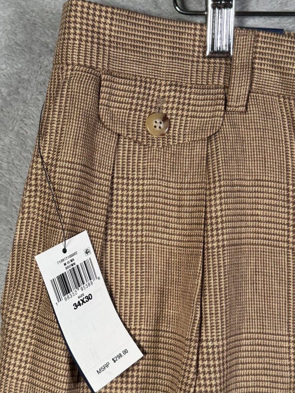 Polo Ralph Lauren Pants Mens 34x30 Brown Whitman Relaxed Fit Glen Plaid $298